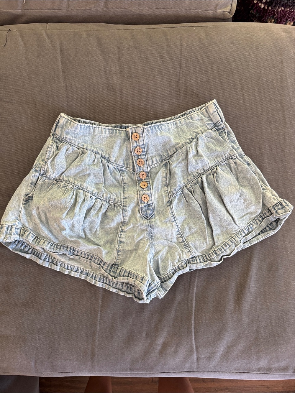 We the free fleur shorts Light Wash Denim Button-Front Women's Shorts